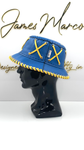 Jungle Blue Bucket Hat with Canary Yellow Lace