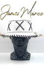 Classic White Leather Bucket Hat with Black Lace