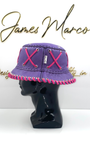 Passion Purple Leather Bucket Hat with Pink Lace