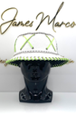Classic White Bucket Hat with Lime Green Lace