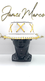 Classic White Leather Bucket Hat with Golden Yellow Lace