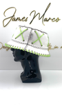 Classic White Bucket Hat with Lime Green Lace