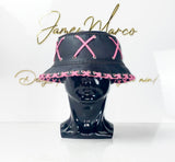 Black Leather Bucket Crown w/ Lace