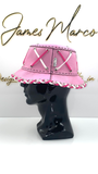 Light Pink Bucket Hat with Hot Pink and White Lace