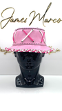 Light Pink Bucket Hat with Hot Pink and White Lace