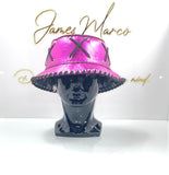 Pink Metallic Leather w/ Black Lace