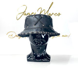 Black Leather Bucket Crown w/ Lace