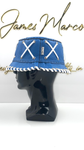 Jungle Blue Leather Bucket with White Lace